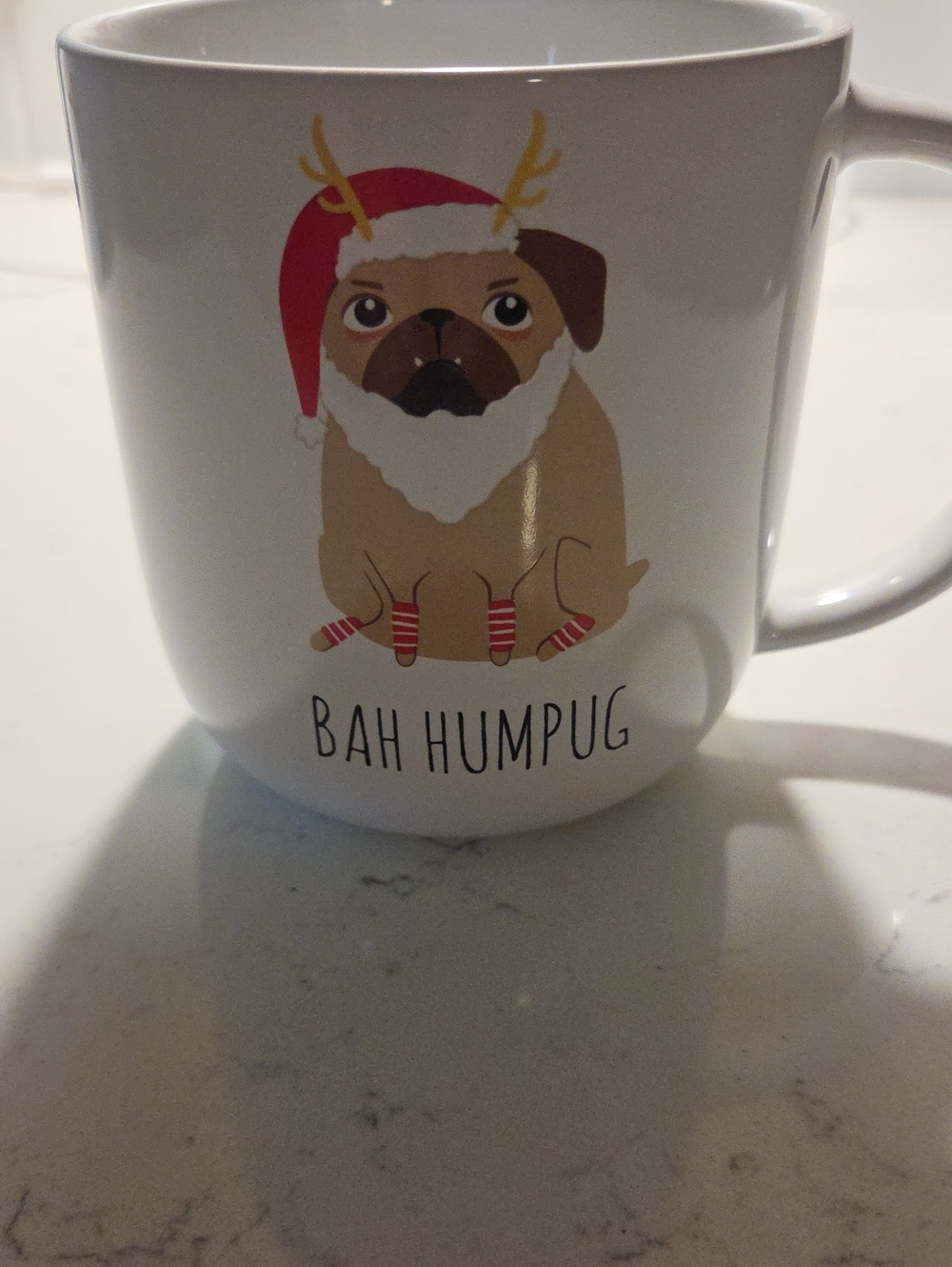 Cracker Barrel White 'Bah Humpug' Pug Holiday Mug